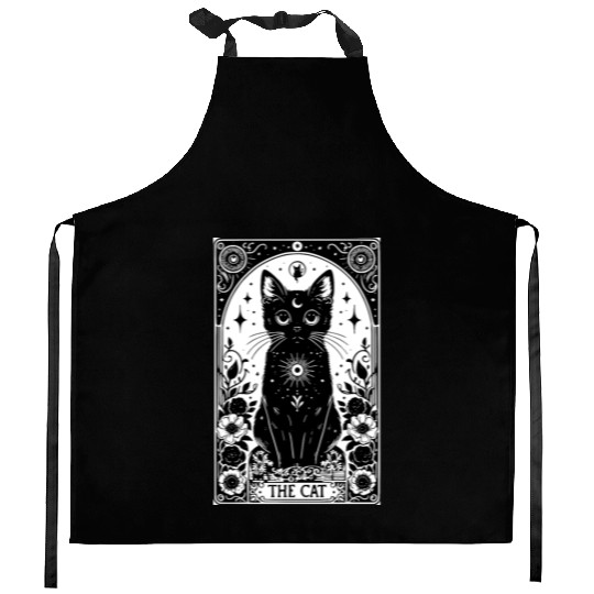 Black Cat Tarot Card Kitchen Aprons