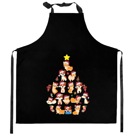 Corgi Christmas Tree Dog Santa Merry Corgmas Xmas Kitchen Aprons