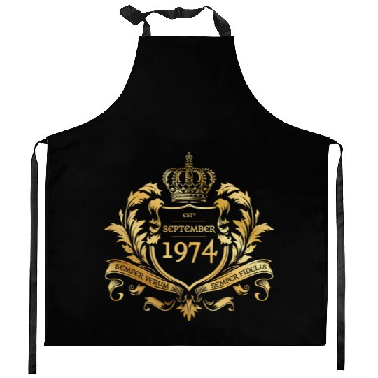 50th birthday "Semper Verum - Established 09/1974 Kitchen Aprons