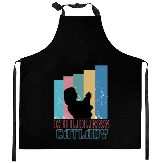 Childless cat lady Kitchen Aprons