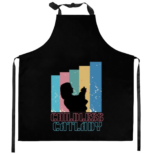 Childless cat lady Kitchen Aprons