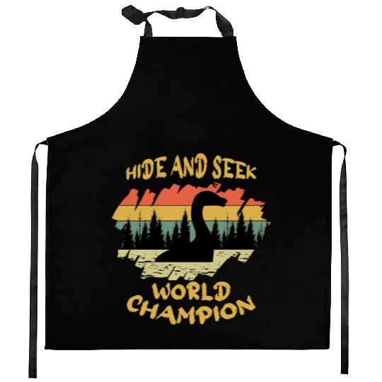 Hide Seek Champion Nessie Loch Ness Cryptid Retro Kitchen Aprons