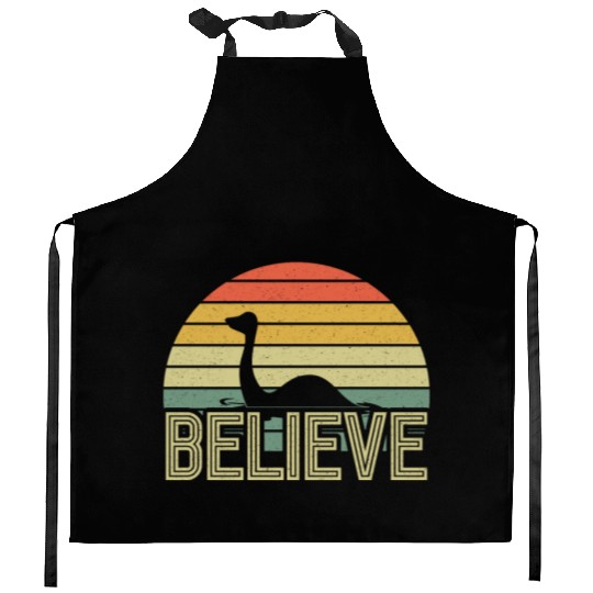Believe Nessie Loch Ness Cryptid Retro Vintage Kitchen Aprons