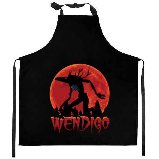 Cryptid Monsters Folk Wendigo Cryptid Creepy Kitchen Aprons