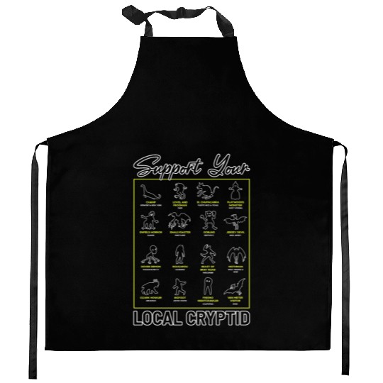 Support Your Local Cryptid Monsters American Kitchen Aprons