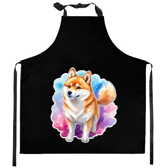 Shiba Inu Watercolor Kitchen Aprons
