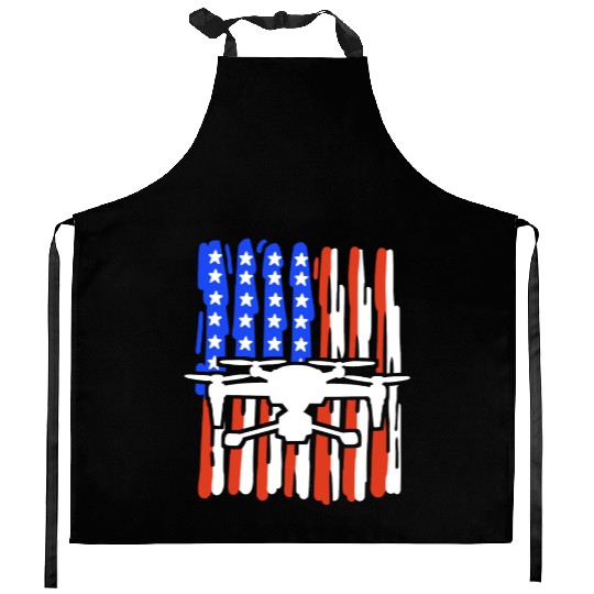 Drone American Flag Quadcopter Kitchen Aprons