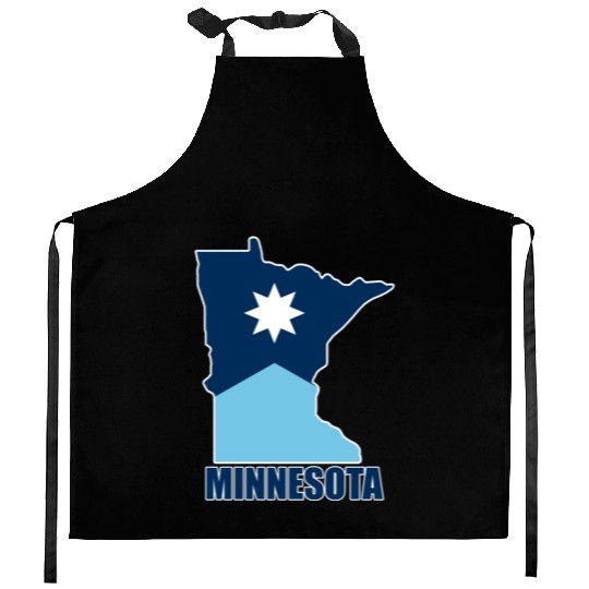 The new Flag of Minnesota State and map Kitchen Aprons
