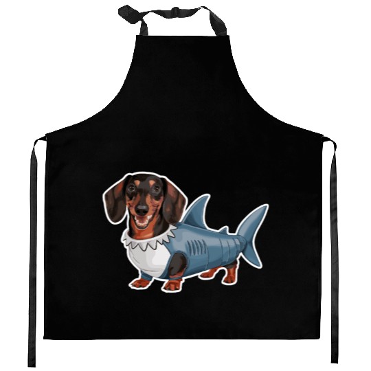 Dachshunds In Costumes Shark Outfit Kitchen Aprons