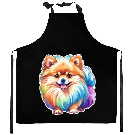 Pomeranian Watercolor Kitchen Aprons