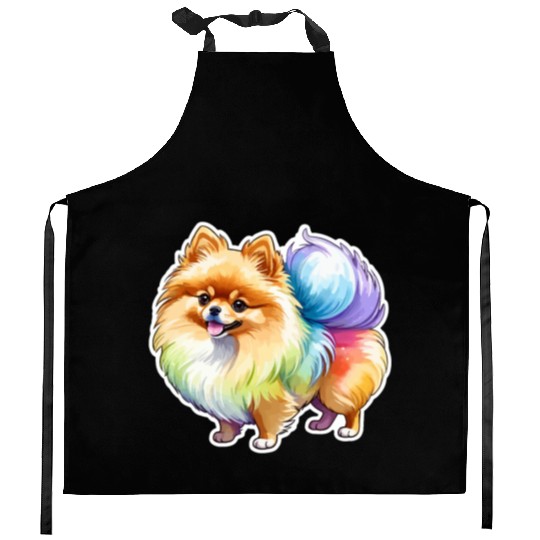 Pomeranian Watercolor Kitchen Aprons