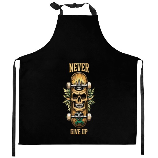 Never Give up Skateboard Kitchen Aprons