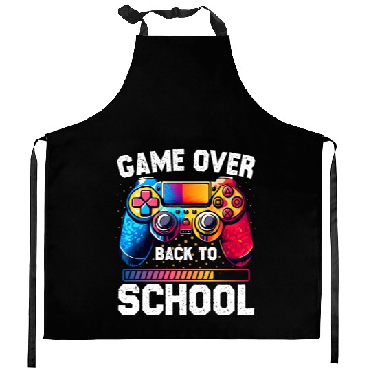 Game Over Back To School Funny First Day Of School Kitchen Aprons