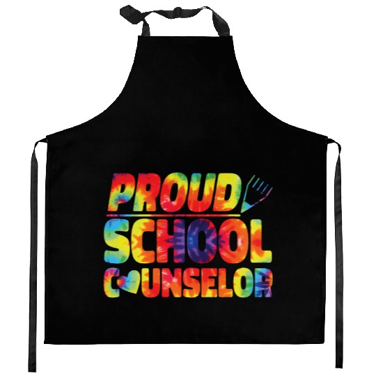 School Counselor Tie Dye Proud Kitchen Aprons