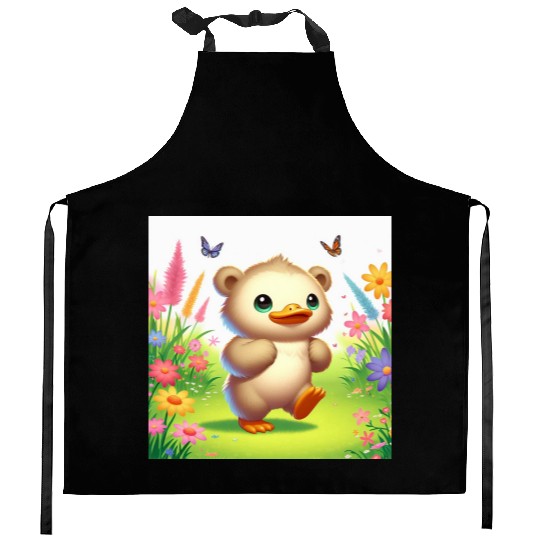 The bear-duck Kitchen Aprons