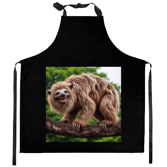 The hyena-sloth Kitchen Aprons
