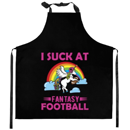 I Suck at Fantasy Football Unicorn Rainbow Kitchen Aprons