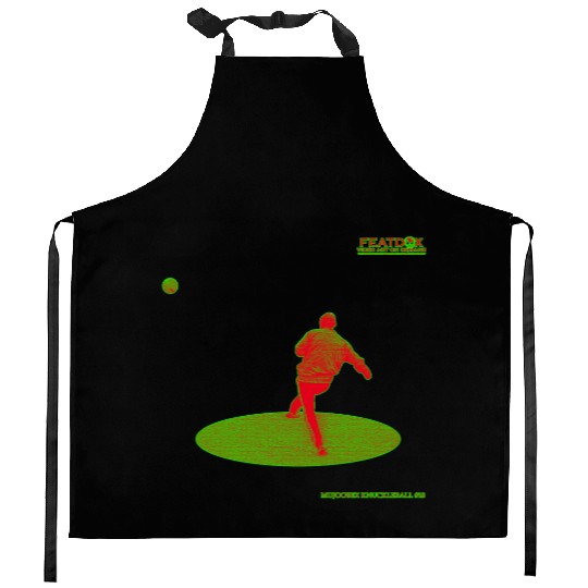 Black Light Green Knuckleball 18 Kitchen Aprons