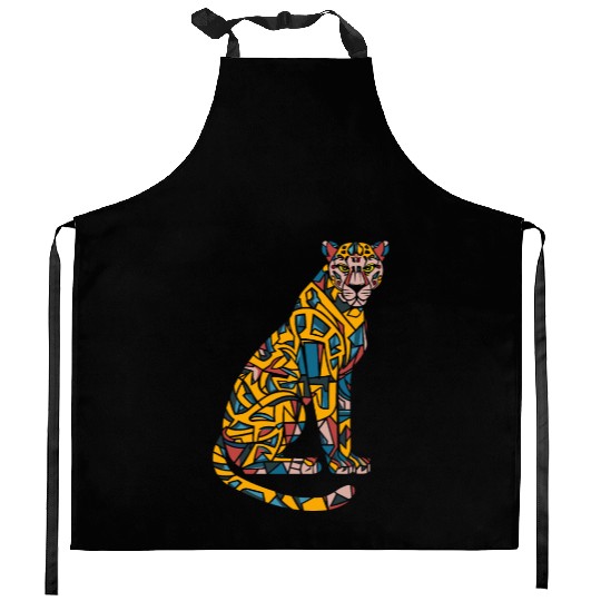 Colorful Geometric Leopard Art Kitchen Aprons