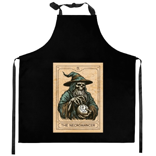 Necromancer - Spooky Necromancer Bones Necromancer Kitchen Aprons