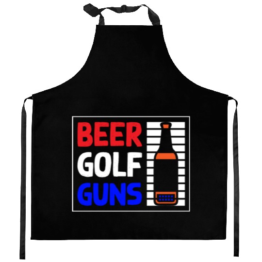 Beer Golf Guns Kitchen Aprons