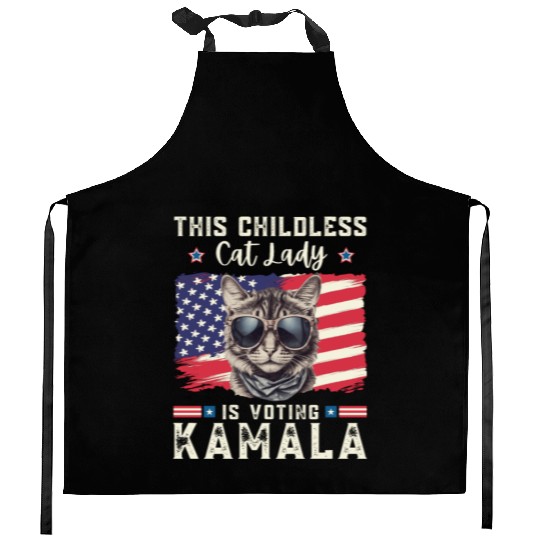 This childless Cat lady for kamala Harris 2024 Kitchen Aprons