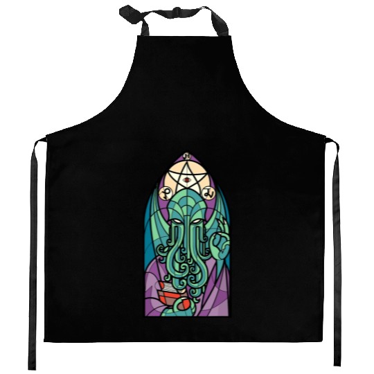 Cthulhu Church Stained Glass Cosmic Horror Funny Kitchen Aprons
