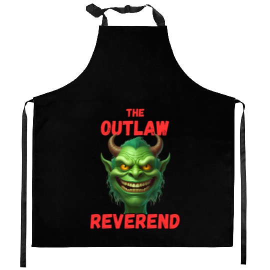 Outlaw Reverend Green Demon Kitchen Aprons
