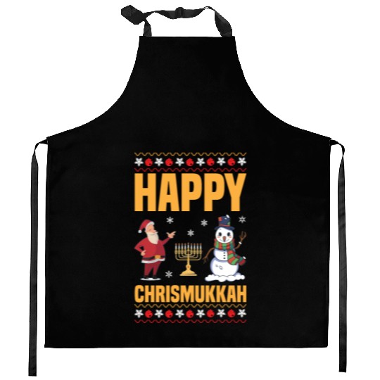 Happy Chrismukkah Funny Hanukkah Christmas Santa Kitchen Aprons