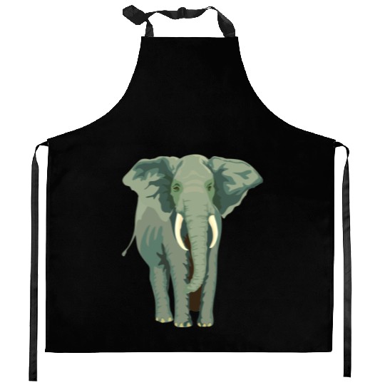 Elephant Face Funny Kitchen Aprons - Funny Animal Face Lover
