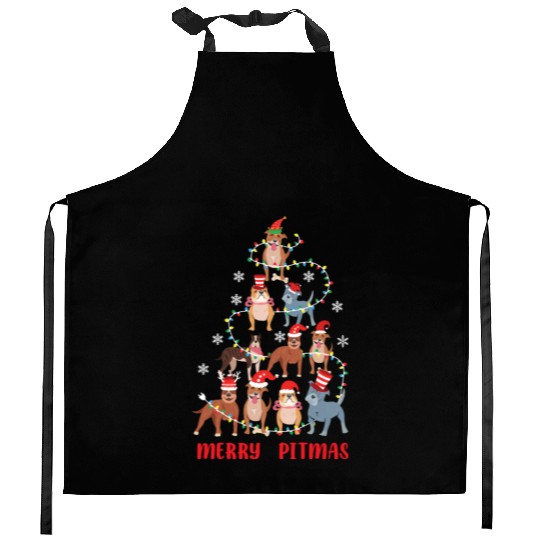 Merry Pitmas Pitbull Dog Ugly Christmas Sweater Kitchen Aprons