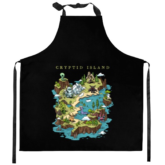 Cryptid Bigfoot Loch Ness Monster Mothman Jersey Kitchen Aprons