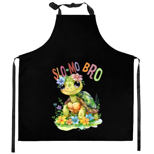 turtle with flowers cute turtles shielded Slo mo b Kitchen Aprons
