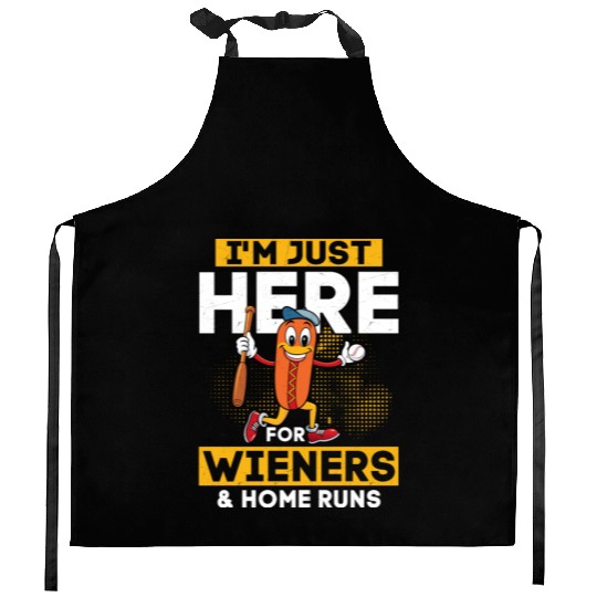 I'm Just Here For Wieners & Home Runs Sport Fan Ba Kitchen Aprons