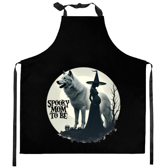 Spooky Mom To Be Baby Announcement Kitchen Aprons