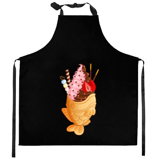Strawberry & Chocolate Taiyaki with Mochi & Pocky Kitchen Aprons