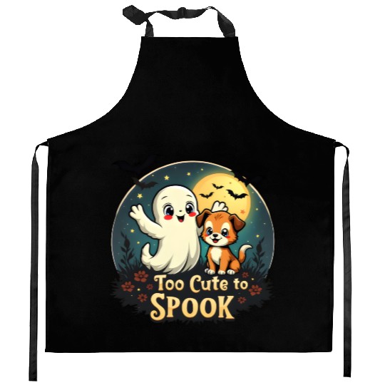 Too Cute To Spook Puppy And Ghost Kitchen Aprons