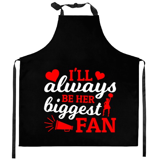 Always Her Fan Cheer Mom Cheerleading Mother's Day Kitchen Aprons