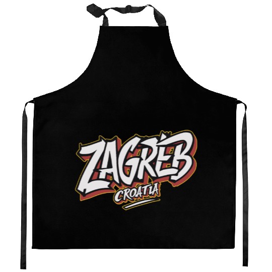 Zagreb Croatia Souvenir Graffiti Style Kitchen Aprons