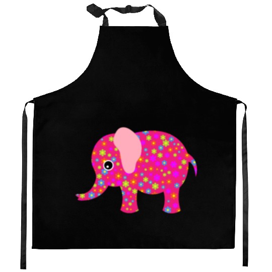 Elephant Flowers Eye Attractive Funny Animal lover Kitchen Aprons