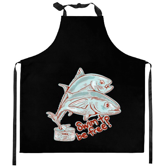 Swim to be free Kitchen Aprons
