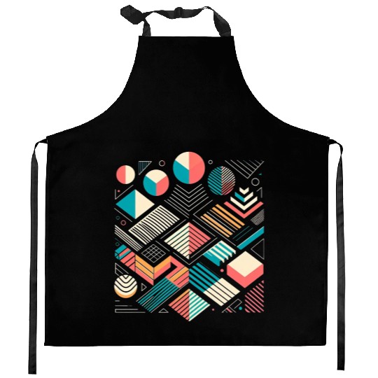 Retro Geometric Shapes 80s 90s Style 1 Kitchen Aprons