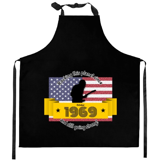 55th birthday Rocking this planet since 10/1969 Kitchen Aprons