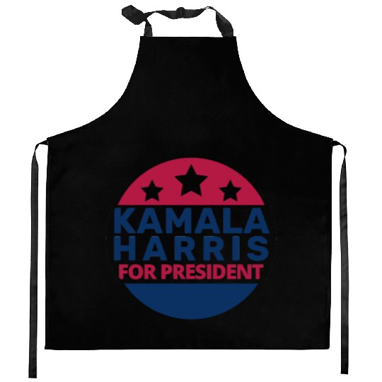 Kamala Harris For President Button 2024 Kitchen Aprons