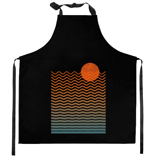 Sunset and Ocean Waves Kitchen Aprons