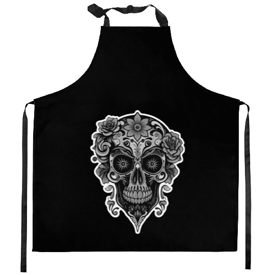 A abstract sugar skull Calavera Kitchen Aprons