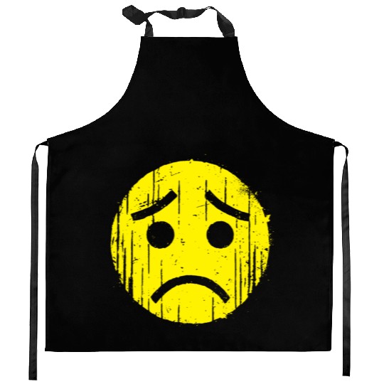Depressed Emoticon Kitchen Aprons