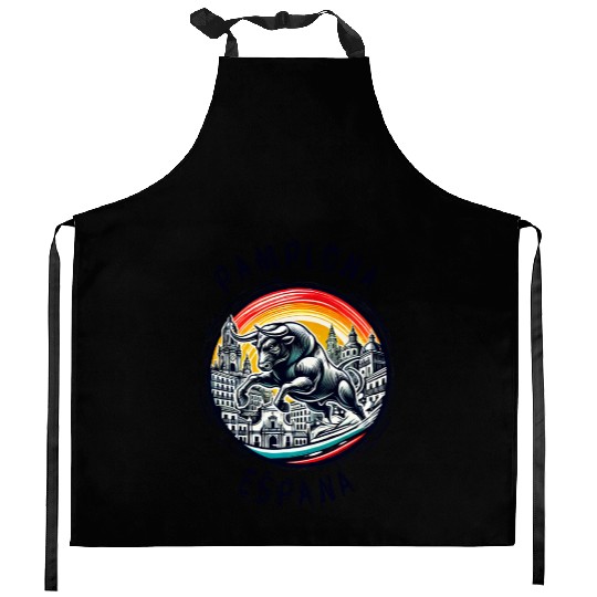 Pamplona Spain bull vacation Kitchen Aprons