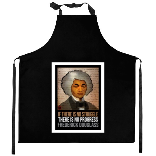Frederick Douglass illustrated portrait and quote Kitchen Aprons