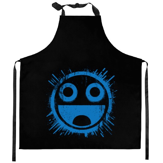 Blue Joyful Face Kitchen Aprons